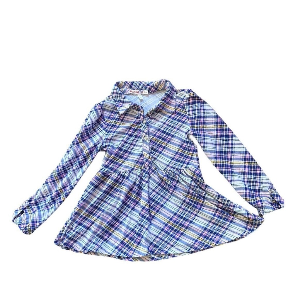 Nannette Kids Plaid Button Down Shirt Long Sleeve Flannel Top‎ Girls 4T
